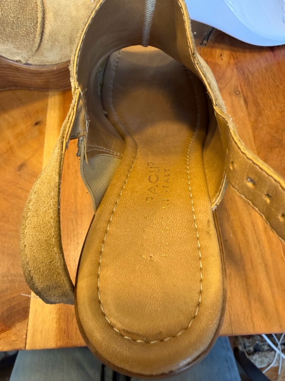Mila Paoli Boho Italian Tan Suede Wedge Sandals Slingback 2010’s (GUC) - Picture 13 of 13